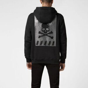 Philipp Plein Skull-print rhinestone-embellished hoodie, Size EU 3XL/US XL-2XL